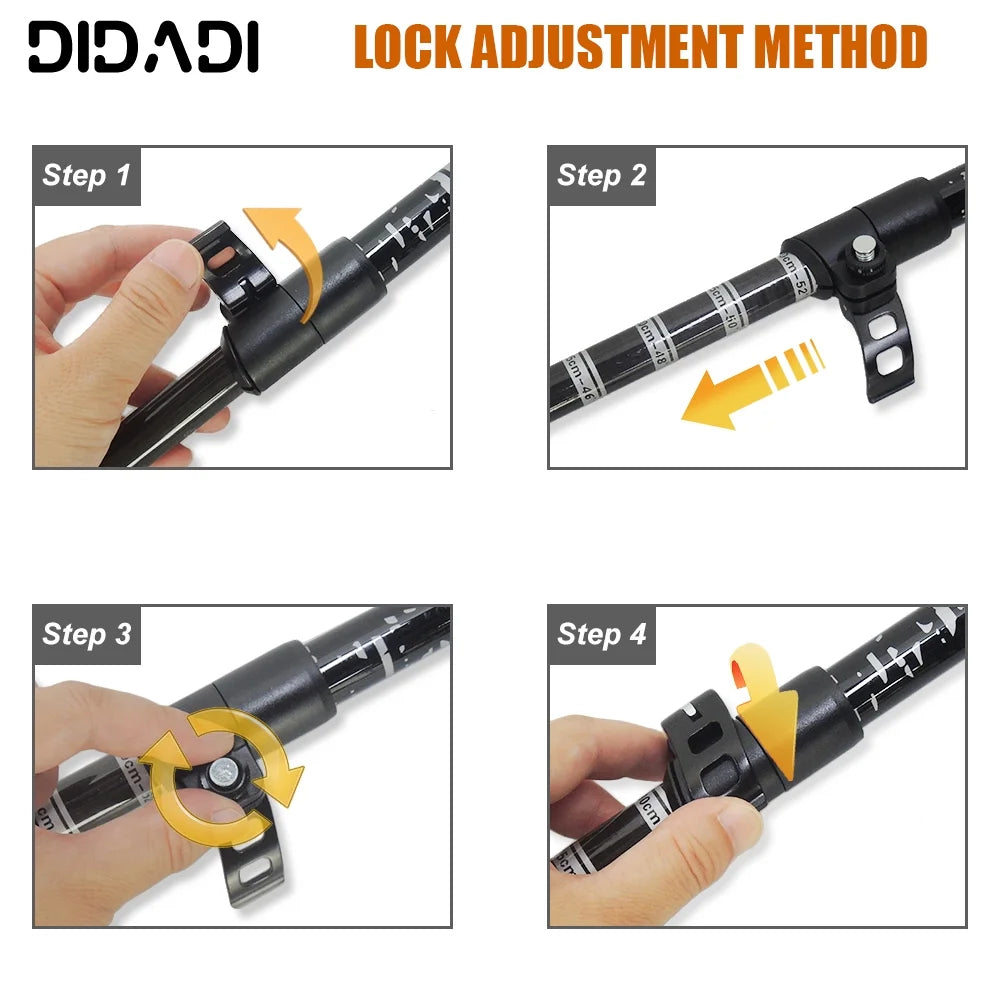 Carbon Fiber Hiking Poles Anti-Shock Quick Lock Lightweight Adjustable Trekking Sticks A7
