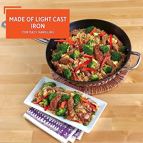 Cast Iron Wok Pre-Seasoned Non-Stick 14 Inch 7k