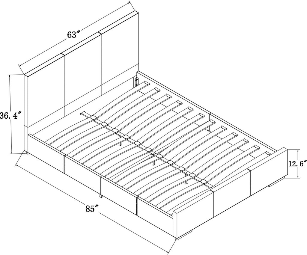 Upholstered Platform Bed Frame Low-Profile Gray f7