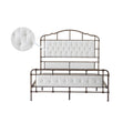 Queen size High Boad Metal bed with soft head and tail, no spring, easy to assemble, no noise  Foam + White + Metal + Bedroom + Queen + Bed Frame