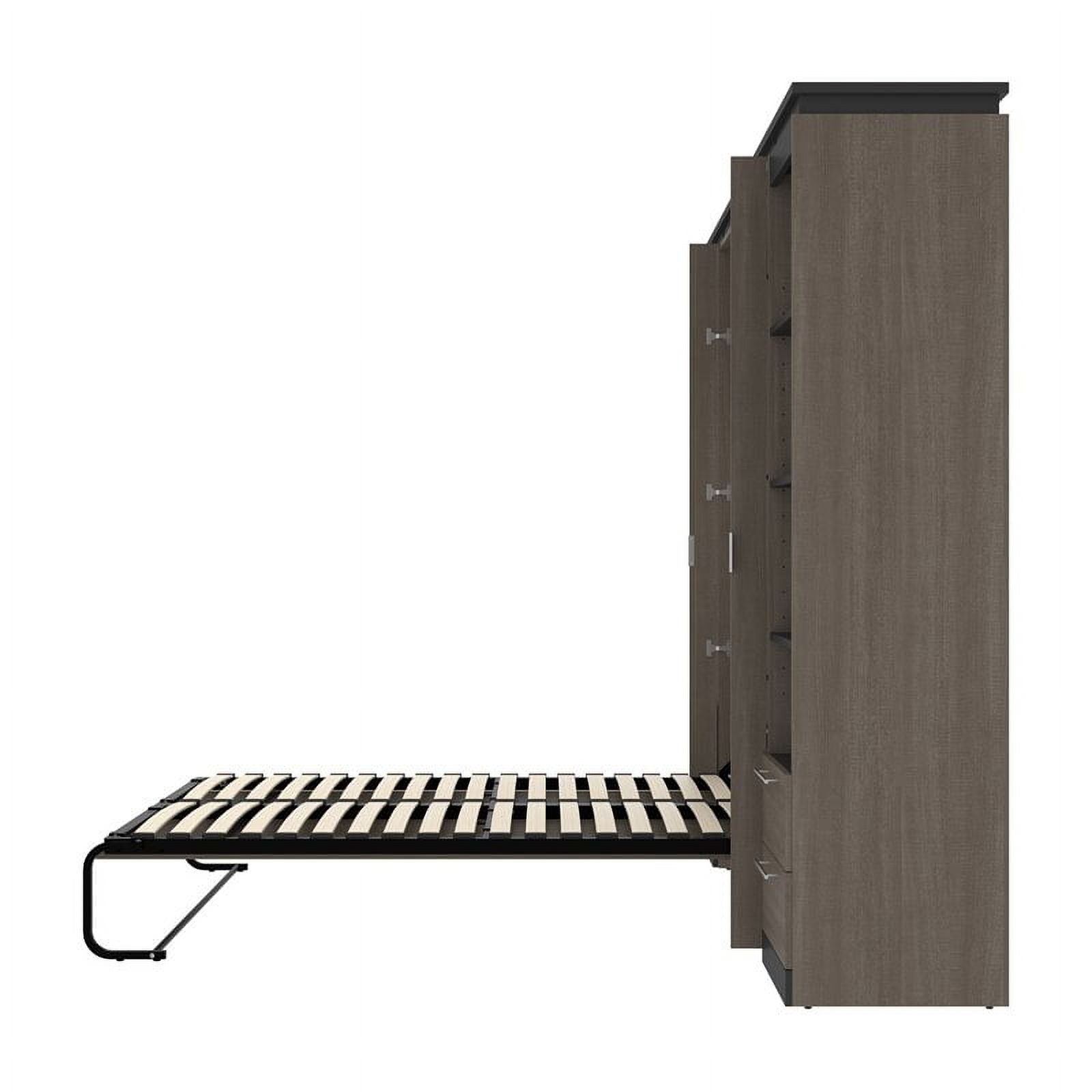 Full Murphy Bed with 2 Bookcases and Drawers, Bark Gray k7