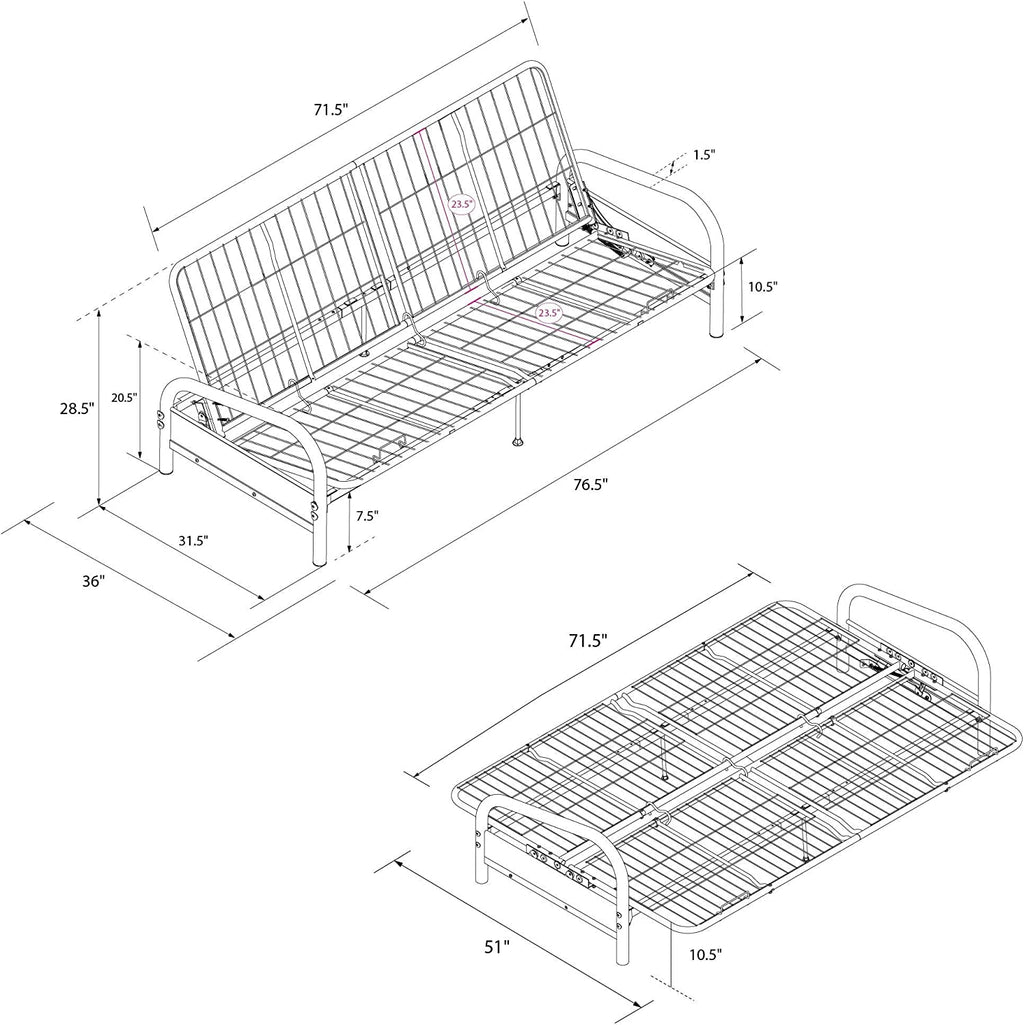 Metal Futon Frame Full Size Black K7m