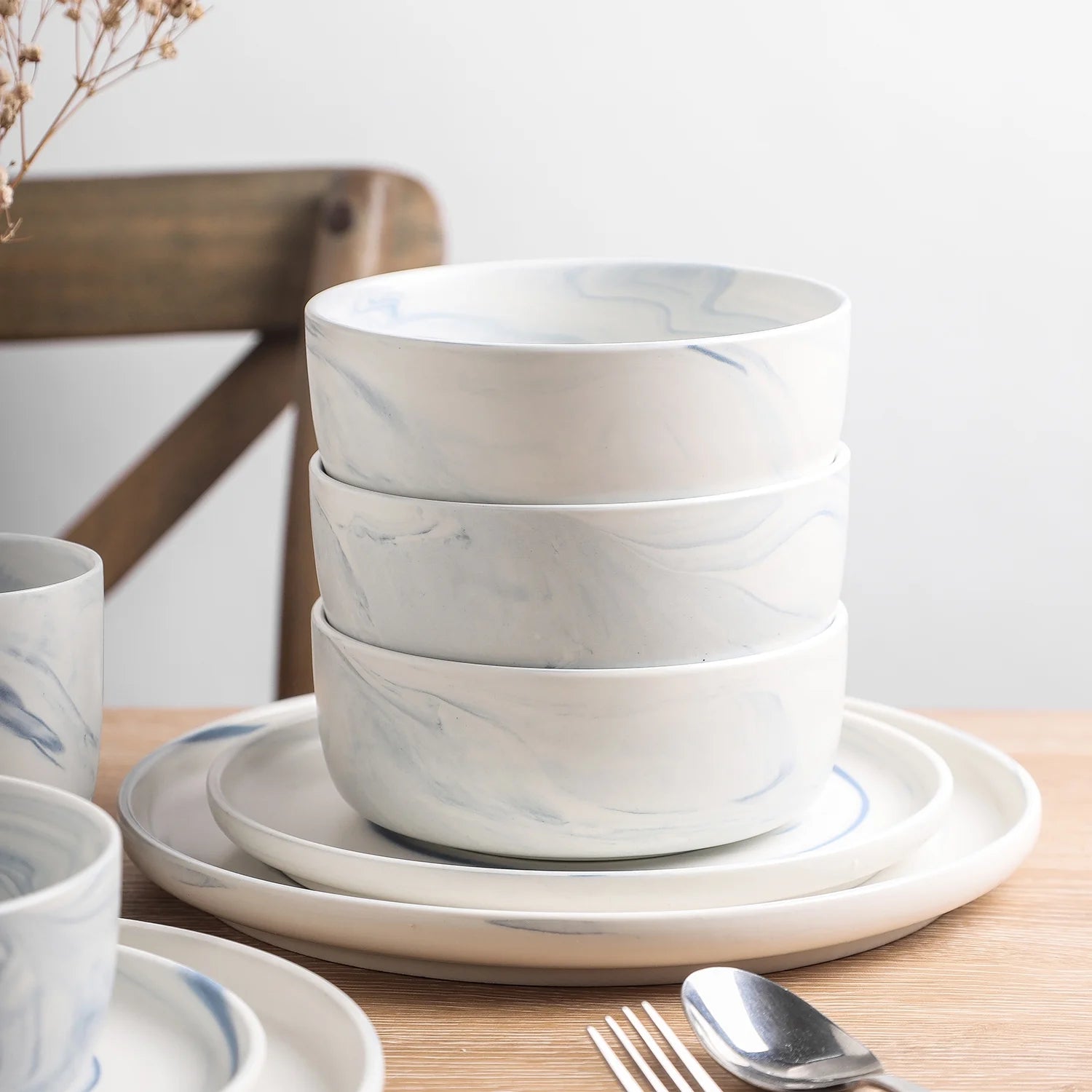 Porcelain Dinnerware Set 24-Piece Blue a7