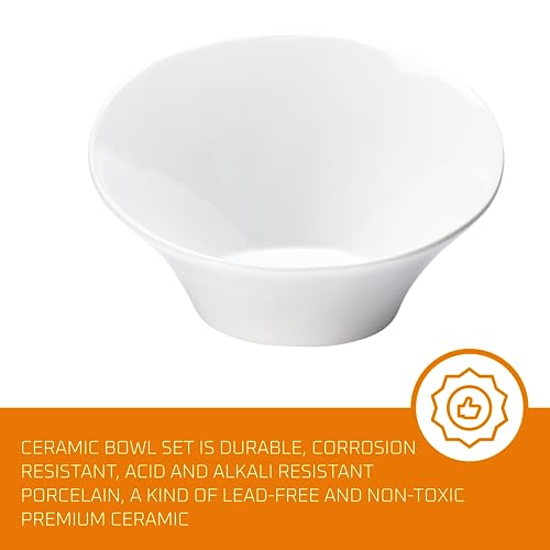 Ceramic Salad Bowls Set of 2 White 8.3 & 6 Inch q7