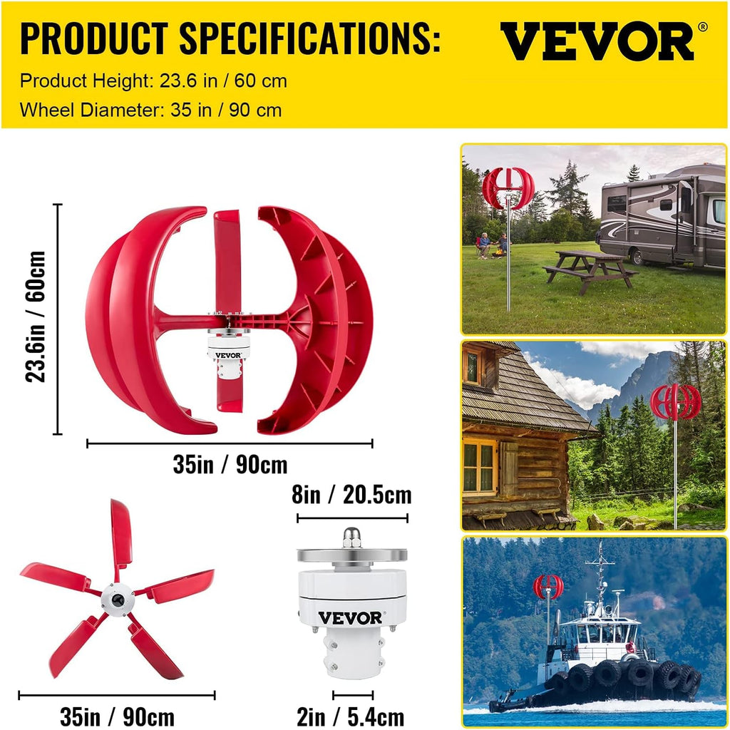 Vertical Wind Turbine Generator 12V 100W A7