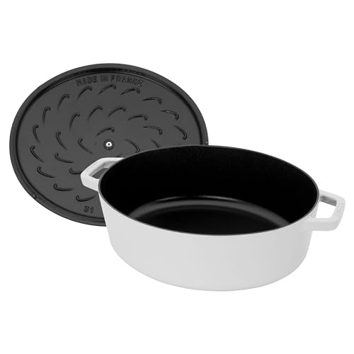 Cast Iron Shallow Oval Dutch Oven 6.25qt White k7