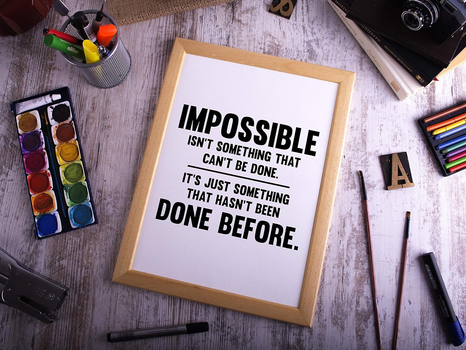 Motivational Quote Poster Print, Office Wall Decor Unframed k7