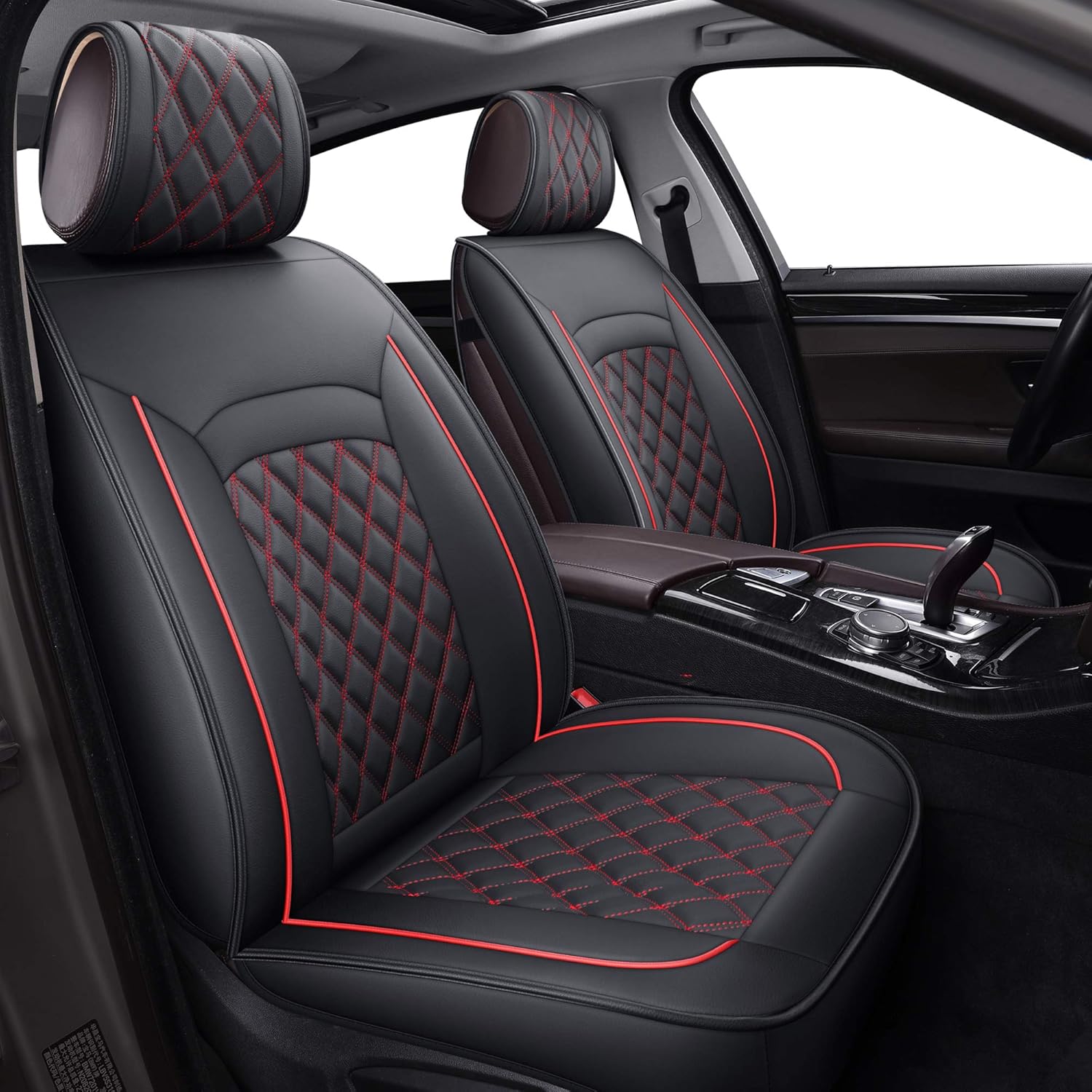 Car Seat Covers Faux Leather Black Red 2 Pack A7