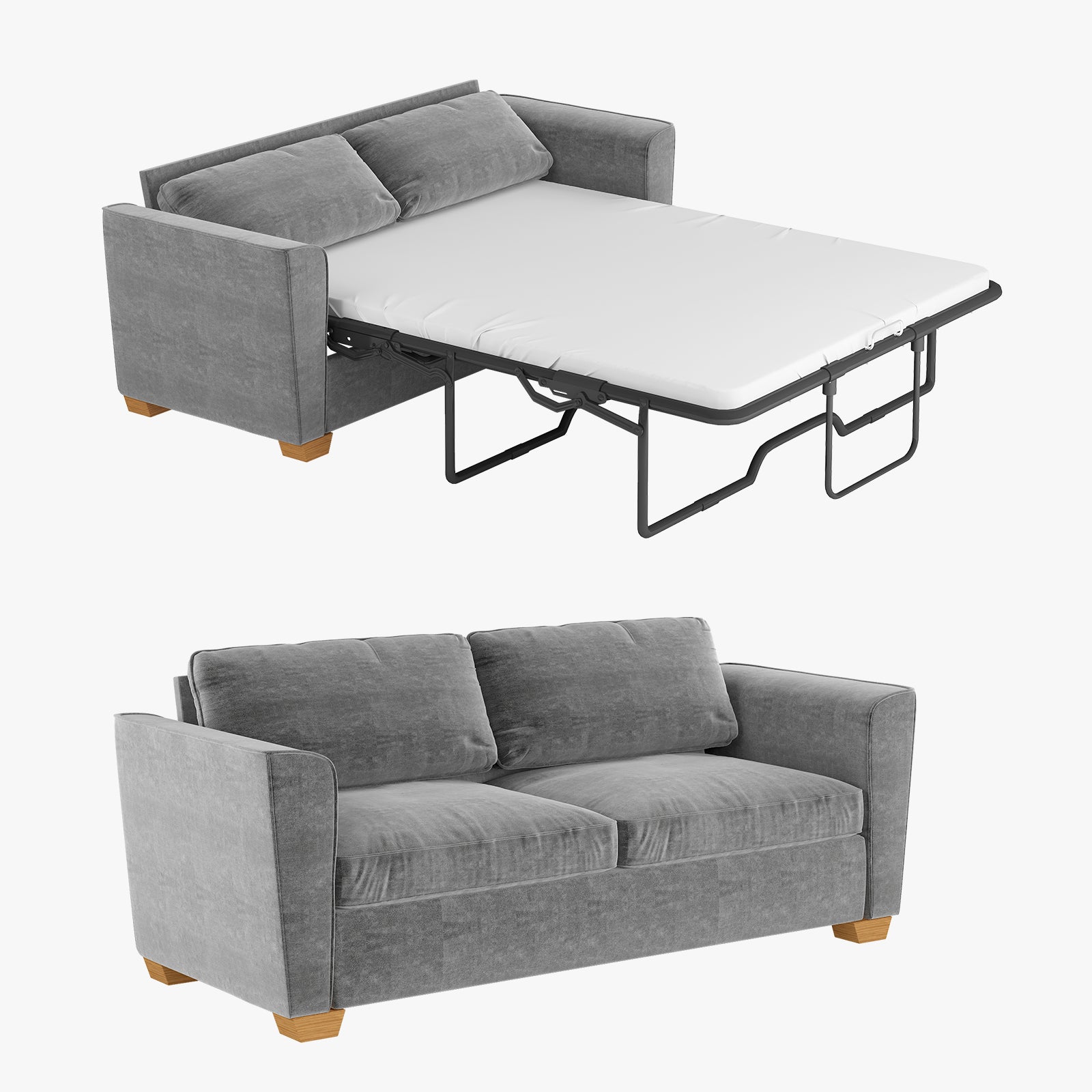 Pull Out Sofa Bed with Foam Mattress, 2-in-1 Sleeper Couch Grey k7