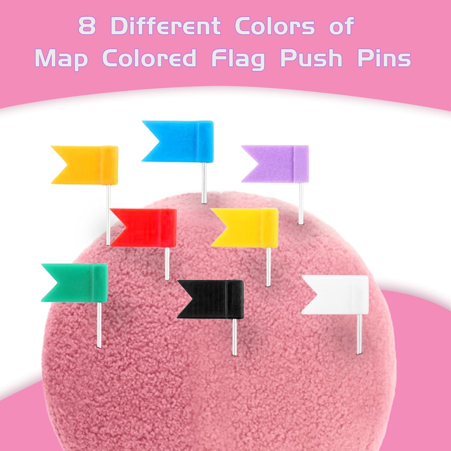 160 Pcs Push Pins Map Flag Thumbtacks Cork Board Decor 8 Colors k7