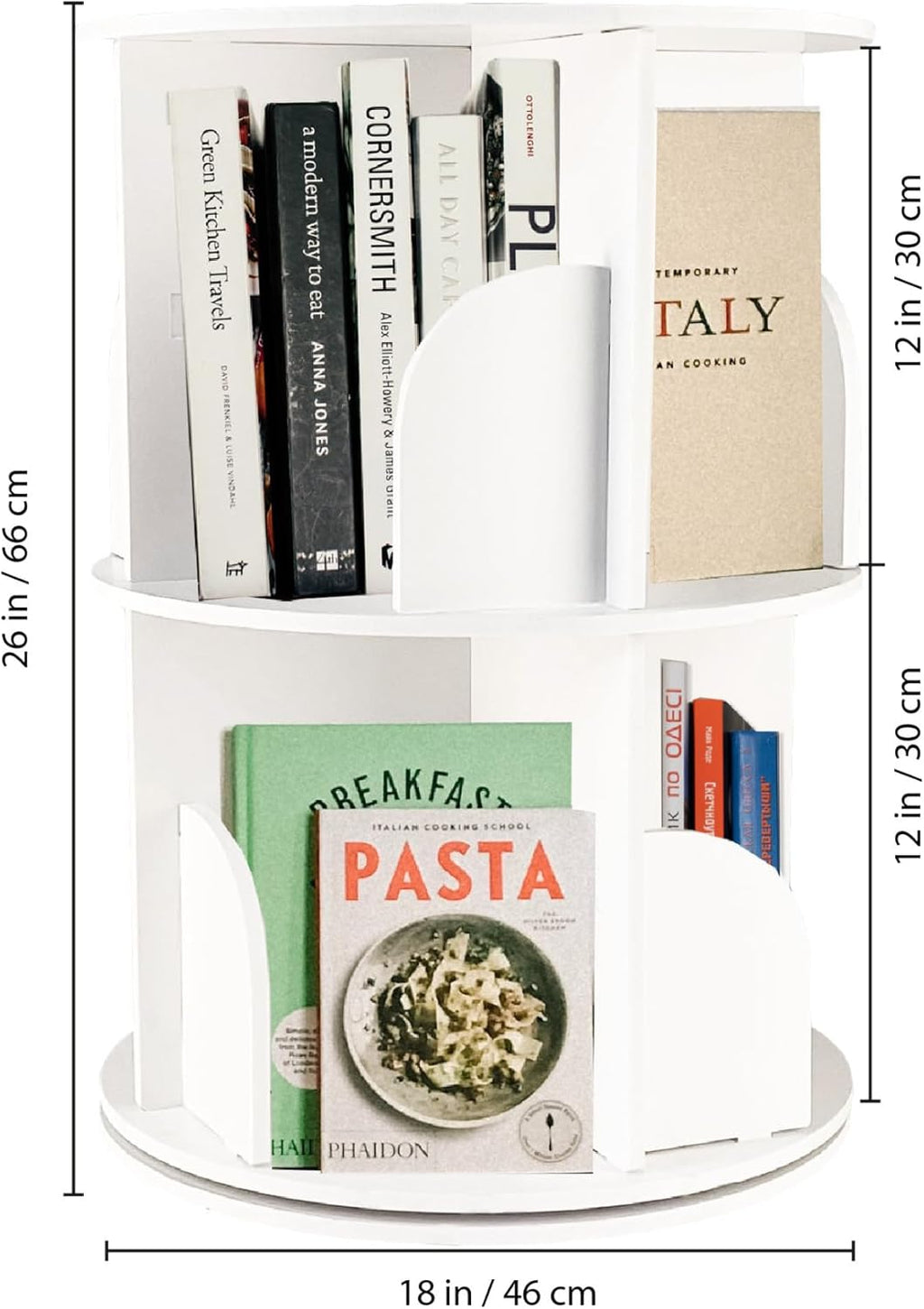 Rotating Bookshelf 2 Tier White for Kids a7