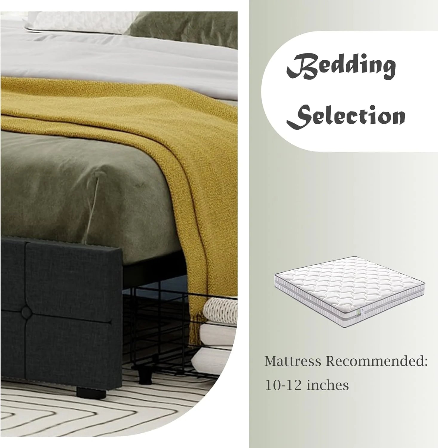 Linen Upholstered Queen Platform Bed Frame with 4 Drawers K7
