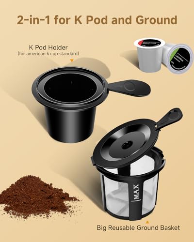 Single Serve Coffee Maker for K Cup & Ground Coffee, 14 oz, Gray 7k