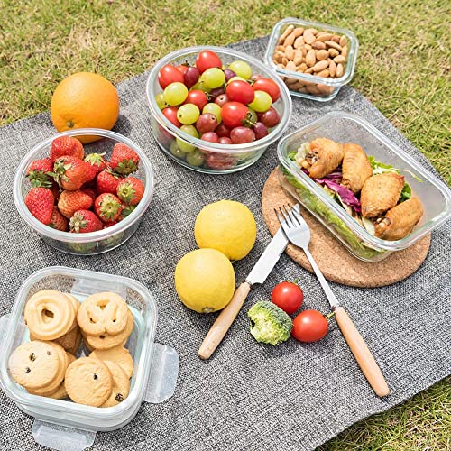 Glass Food Storage Containers with Lids, 24 Piece, Airtight Bento Boxes, BPA Free, Leak Proof k7