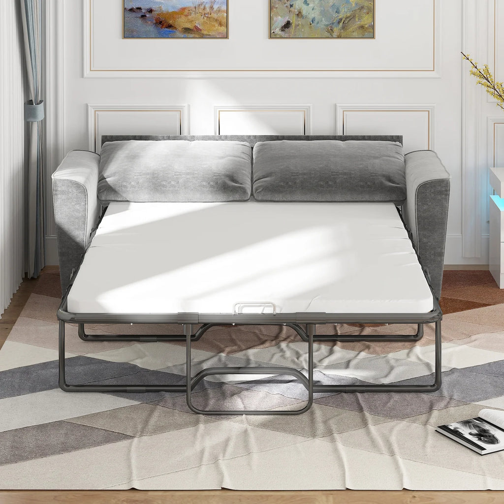 Pull Out Sofa Bed with Foam Mattress, 2-in-1 Sleeper Couch Grey k7
