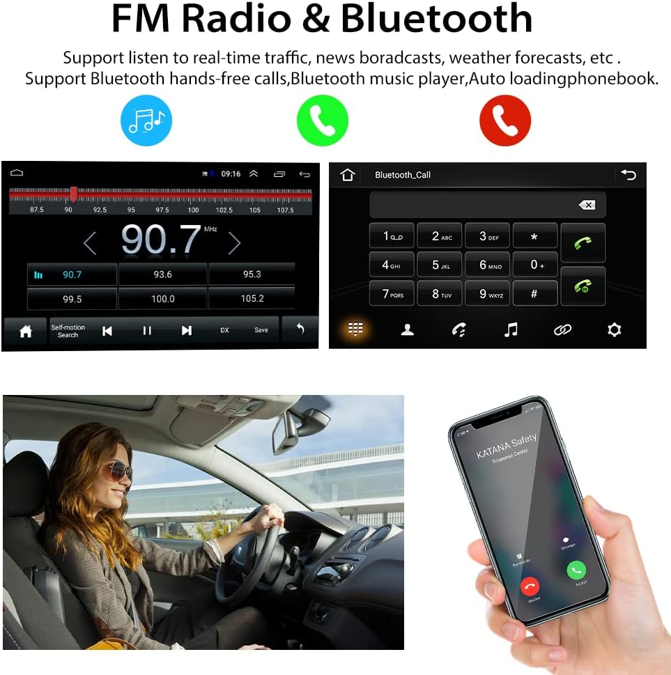 Car Stereo 10.1 Inch Touch Screen Radio with Navigation Bluetooth Fm7