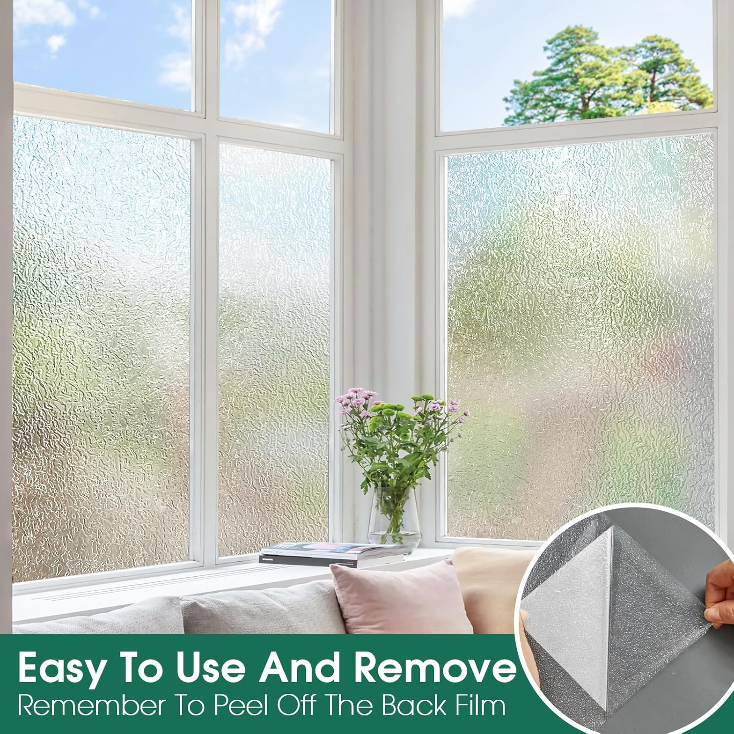 Frosted Window Privacy Film UV Blocking Static Cling 17.5x78.7 a7