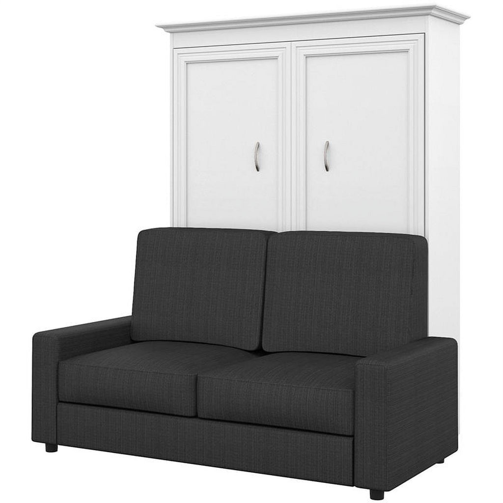 Atlin Designs 73"W Contemporary Wood Full Murphy Bed with Sofa in White/Gray