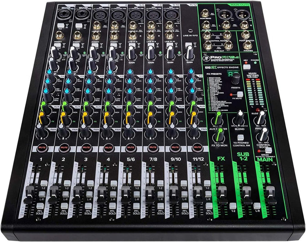 12-Channel FX USB Mixer Bundle with Headphones & Cables k7