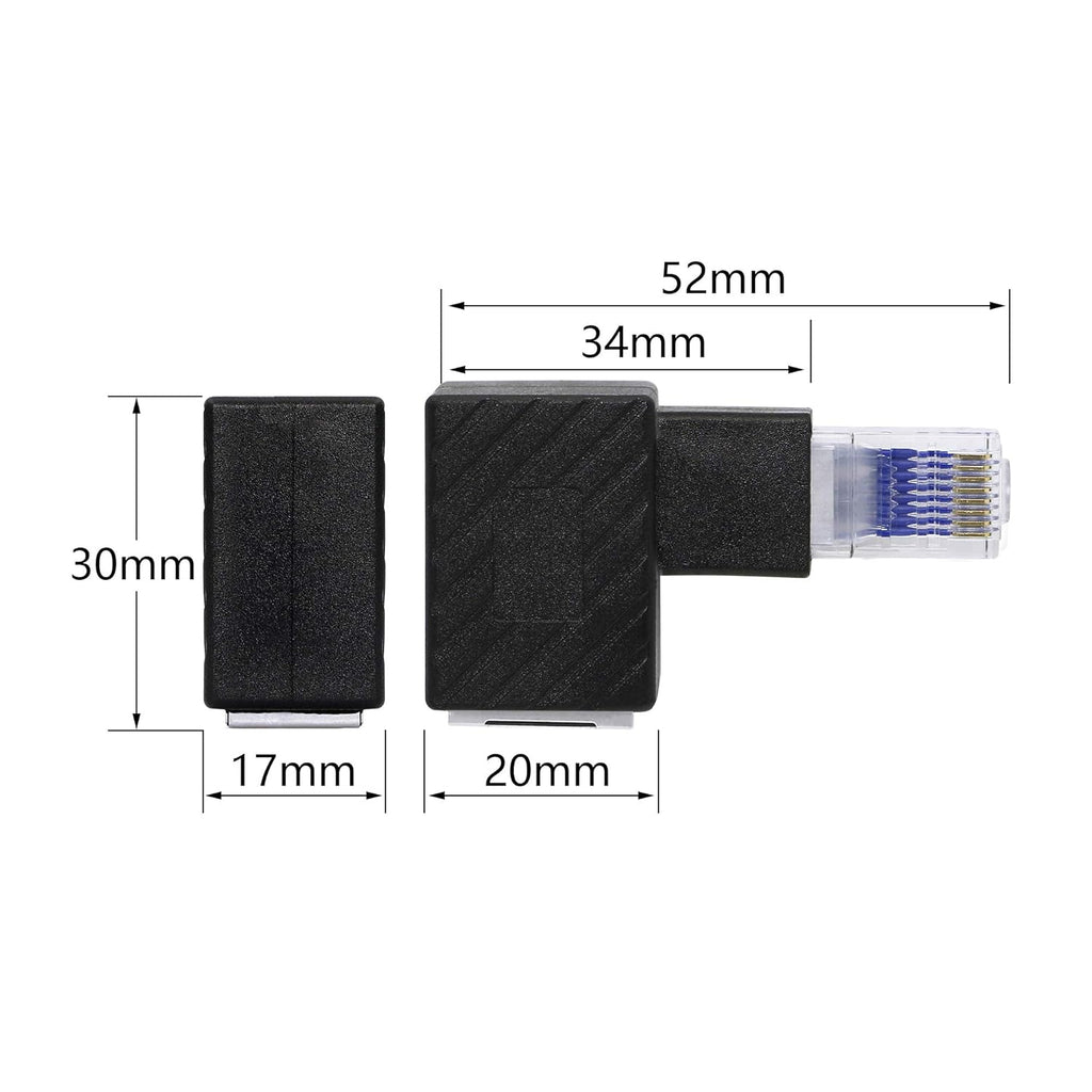 Right Angle Ethernet Adapter RJ45 Cat6 2-Pack Black k7