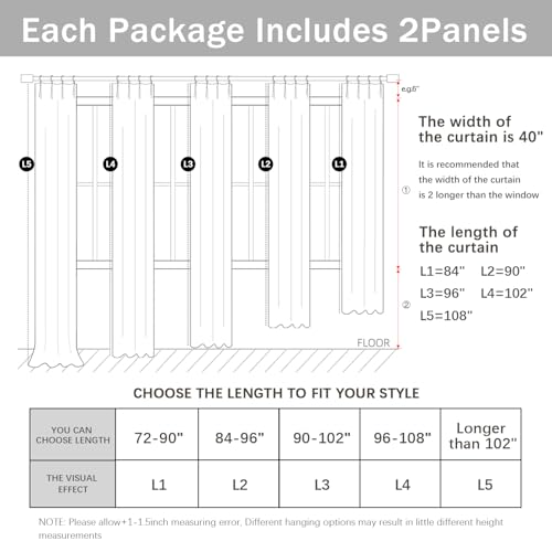 Natural Pinch Pleated Curtains 2 Panels, Linen Textured Semi Sheer 84 Inch, Light Filtering Voile Drapes a7
