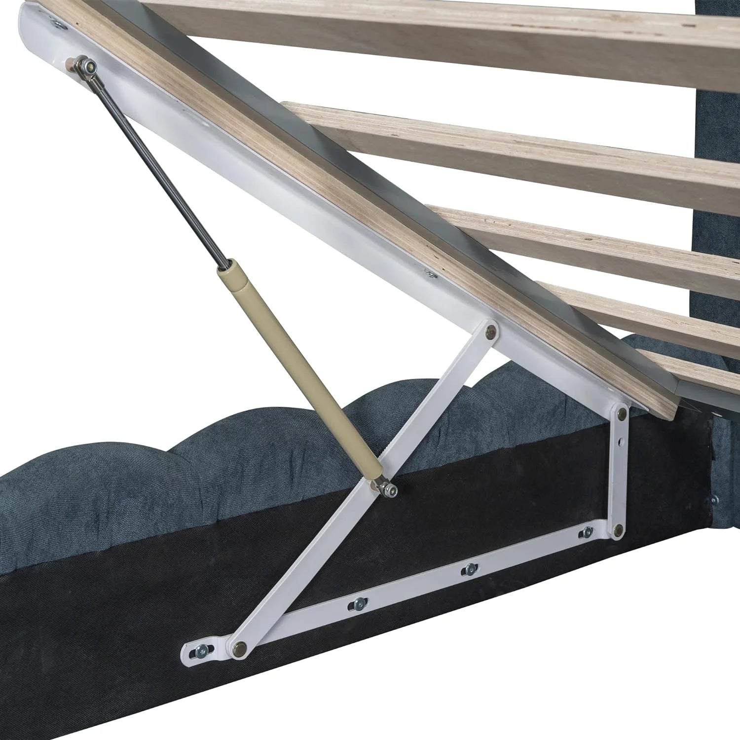 Upholstered Queen Bed with Lift-Up Storage and LED Headboard a7