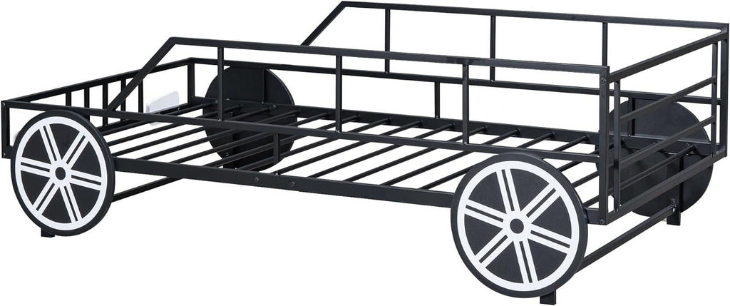Car Bed with Rails and Wheels Black k7