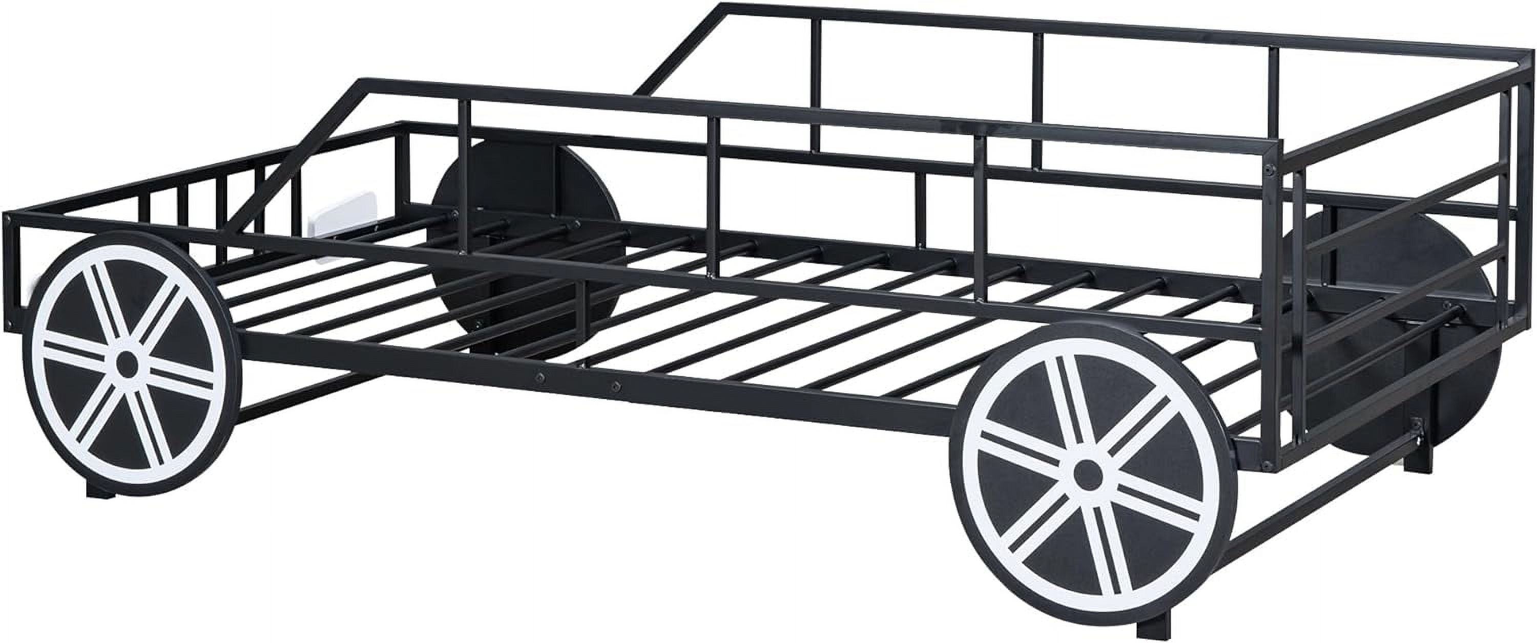 Car Bed with Rails and Wheels Black k7