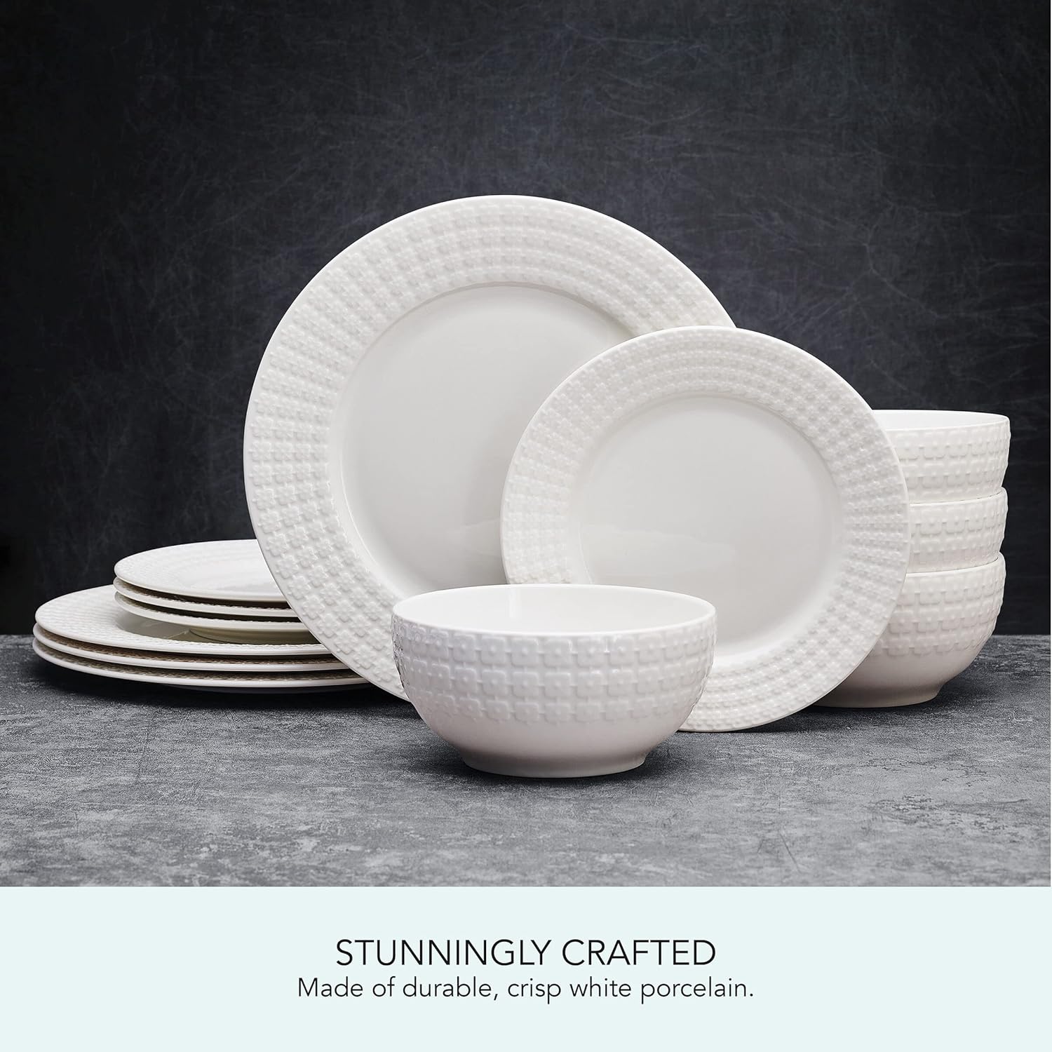 Dinnerware Set, 12 Piece, Service for 4 White a7