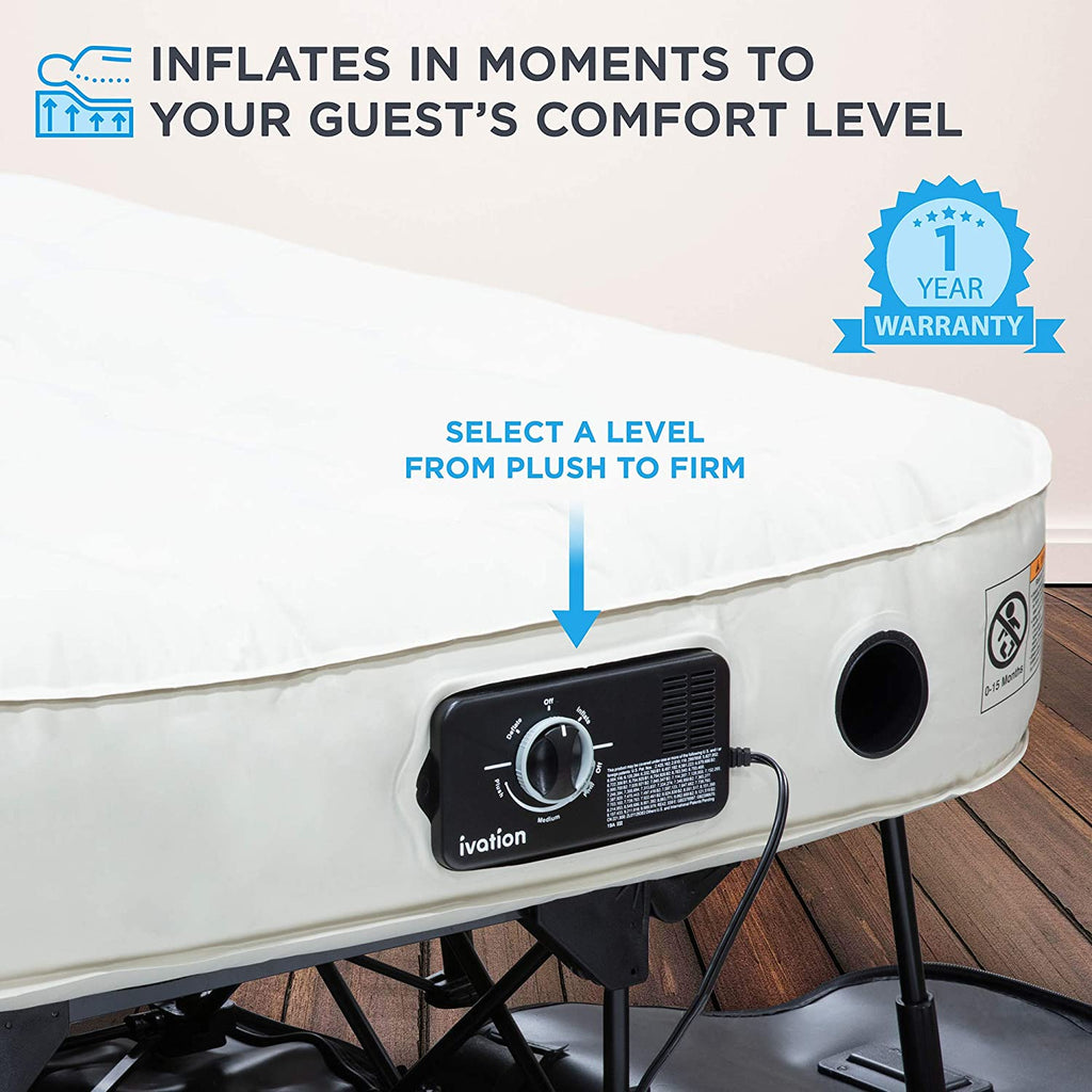 Queen Air Mattress with Frame & Rolling Case Self Inflatable a7