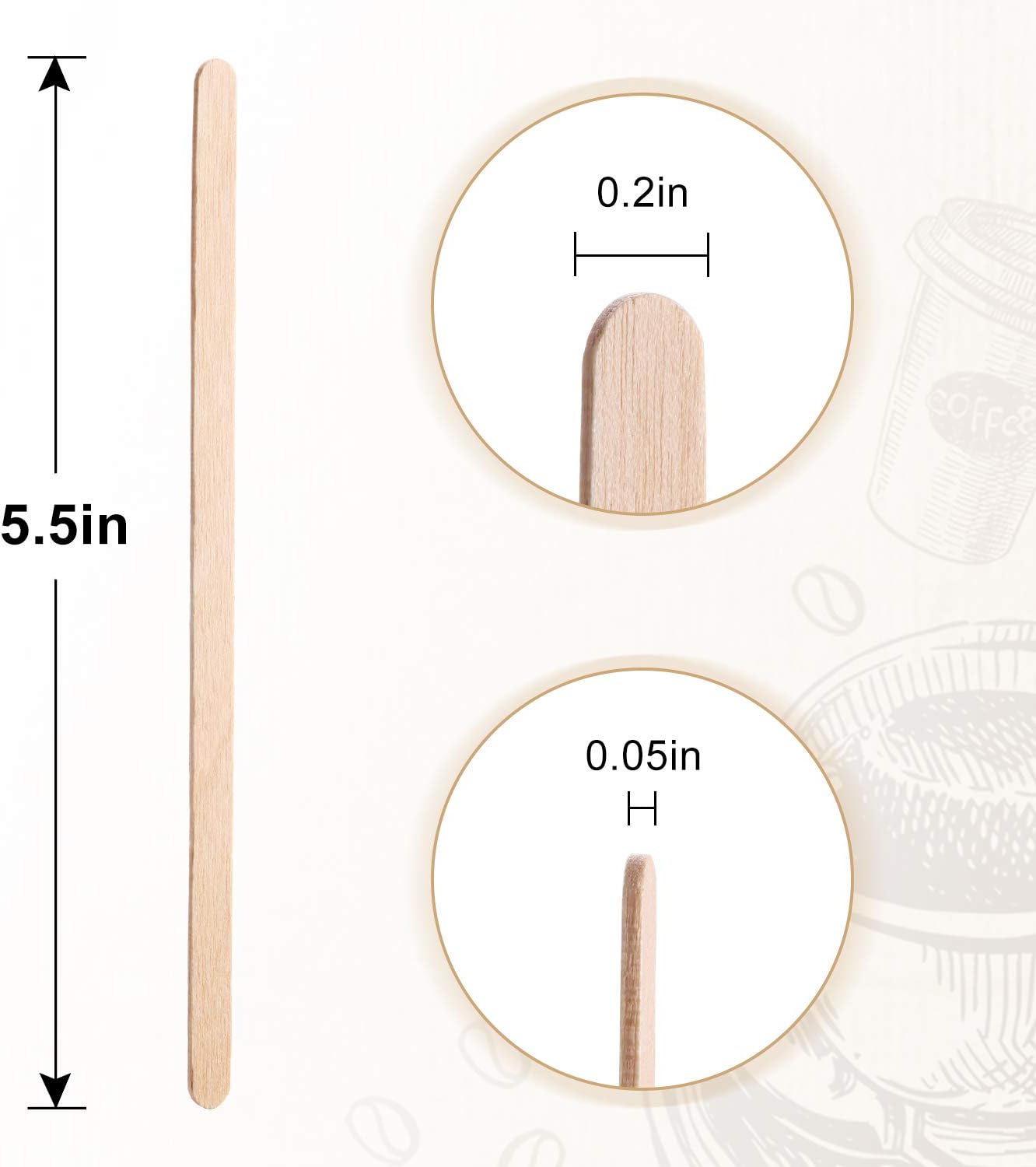 Wooden Stir Sticks 5.5in Disposable Coffee Stirrer 500PCS A7