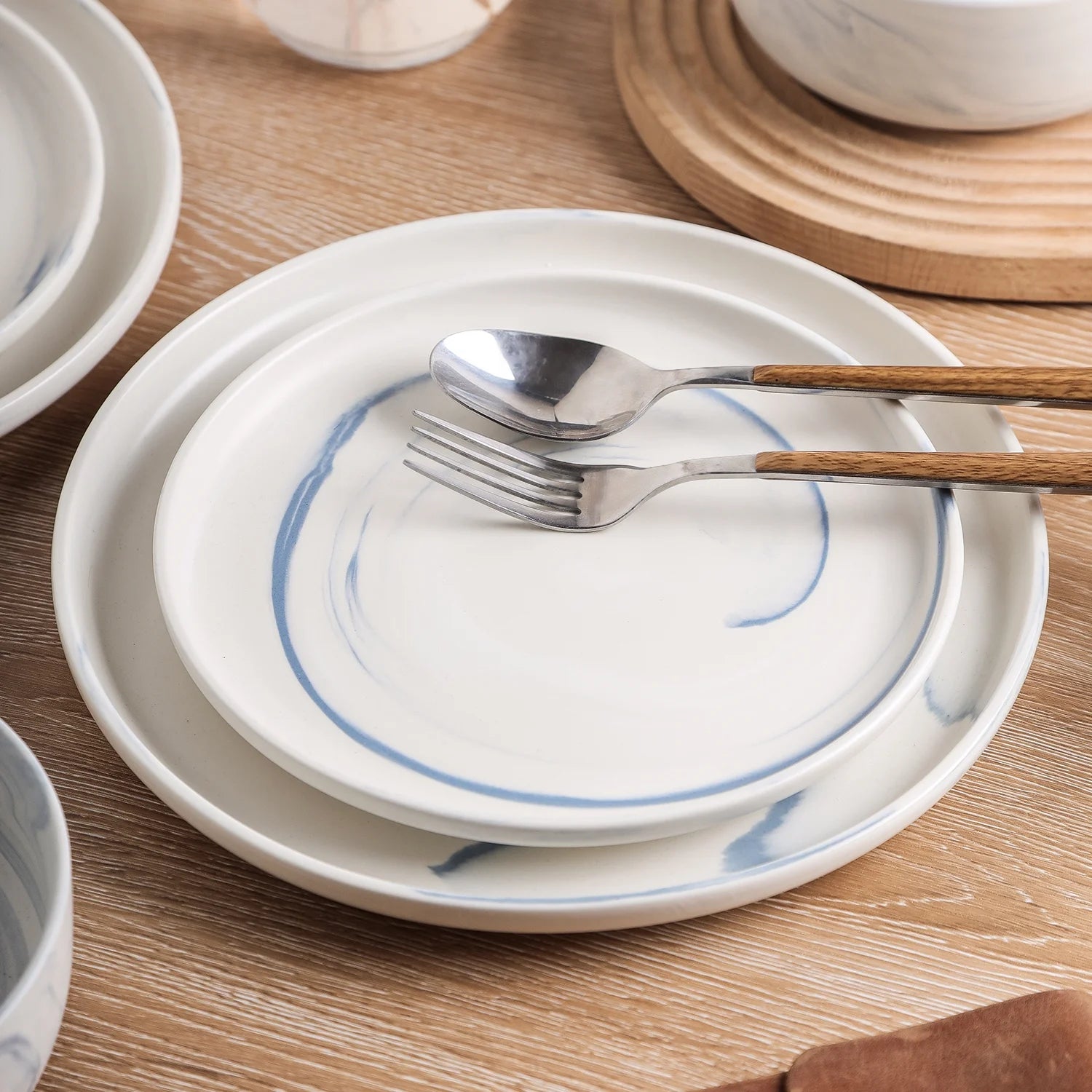 Porcelain Dinnerware Set 24-Piece Blue a7