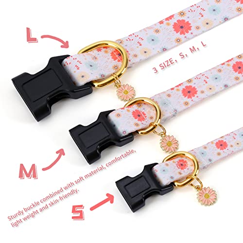 Dog Collar with Pendant for Small Medium Large Dogs White Peach A7