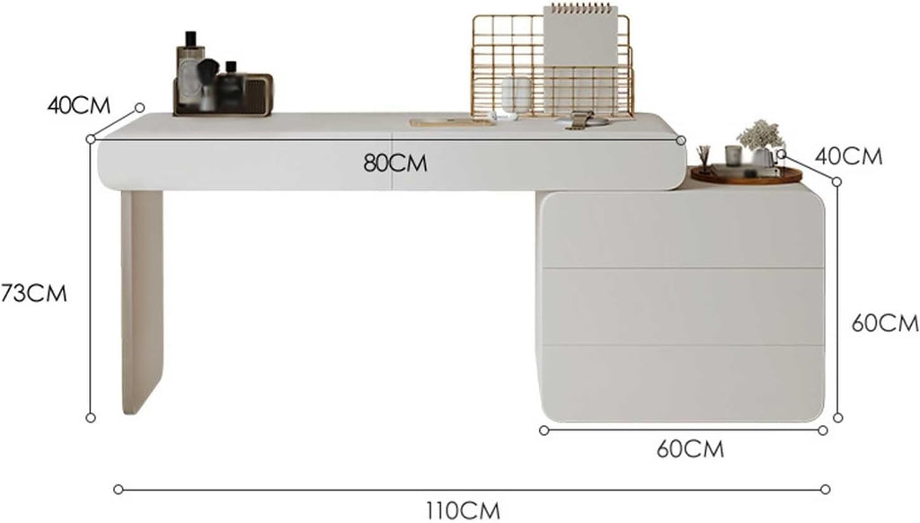 Vanity Desk with 5 Drawers and Mirror White A7