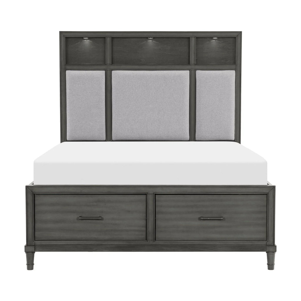 Platform Bed Queen with Storage USB Ports LED Headboard A7