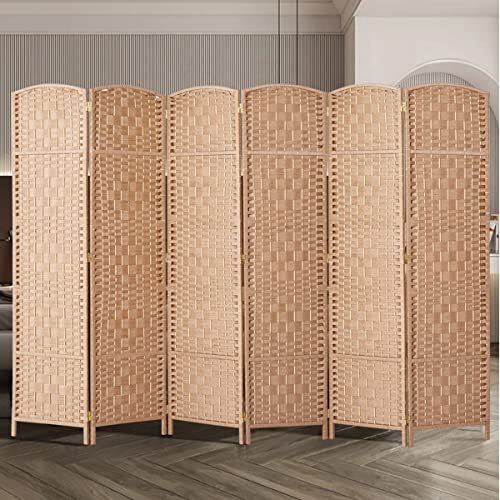 Room Divider 8 Panel Folding Privacy Screen 6ft Portable Light Beige k7