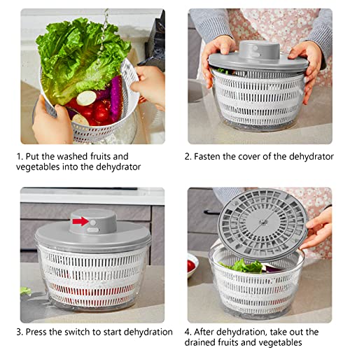 Electric Salad Spinner USB Rechargeable Lettuce Dryer White K7m
