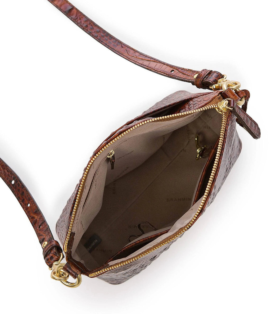 Leather Mini Crossbody Embossed Brown A7