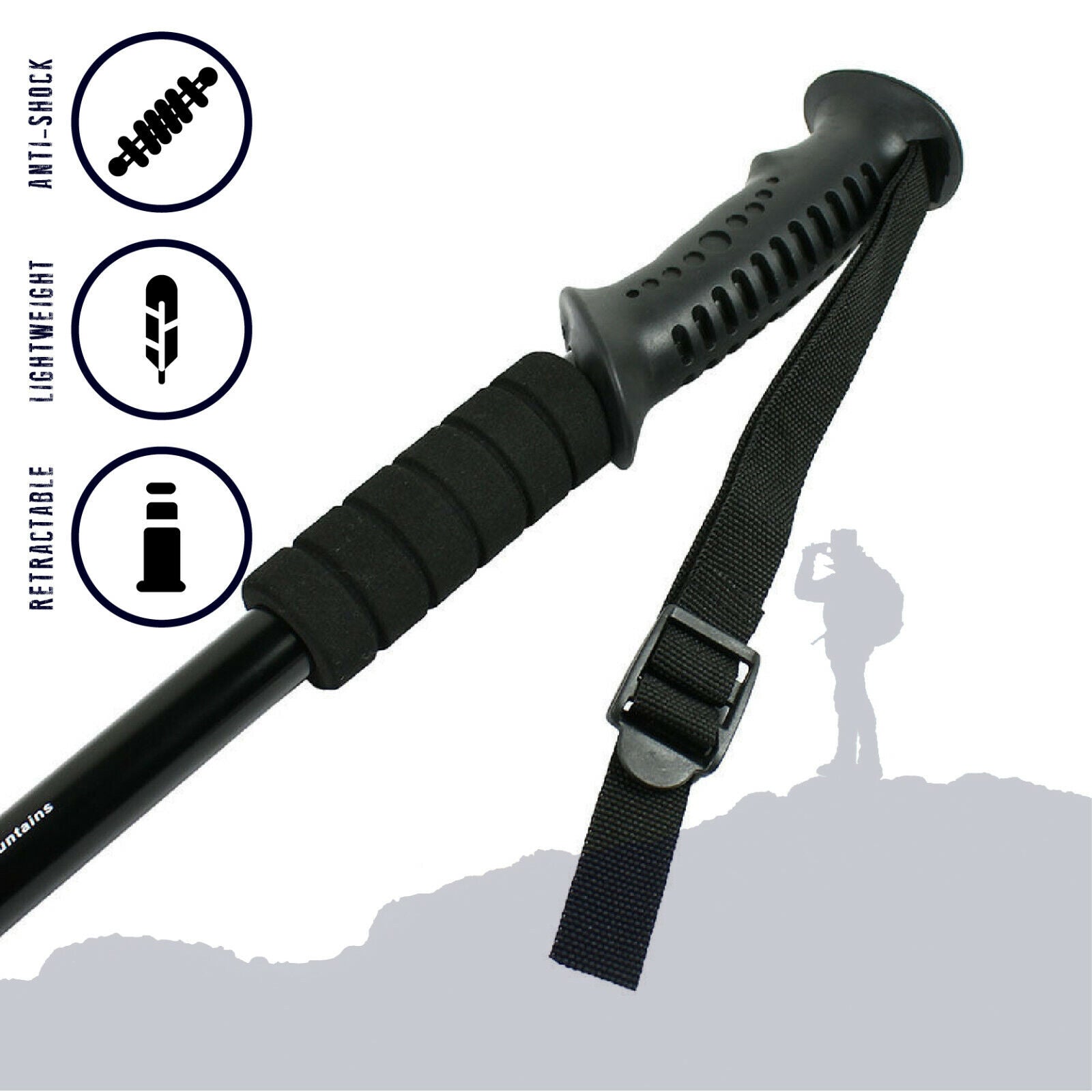 Trekking Walking Hiking Sticks Adjustable Anti-shock x7