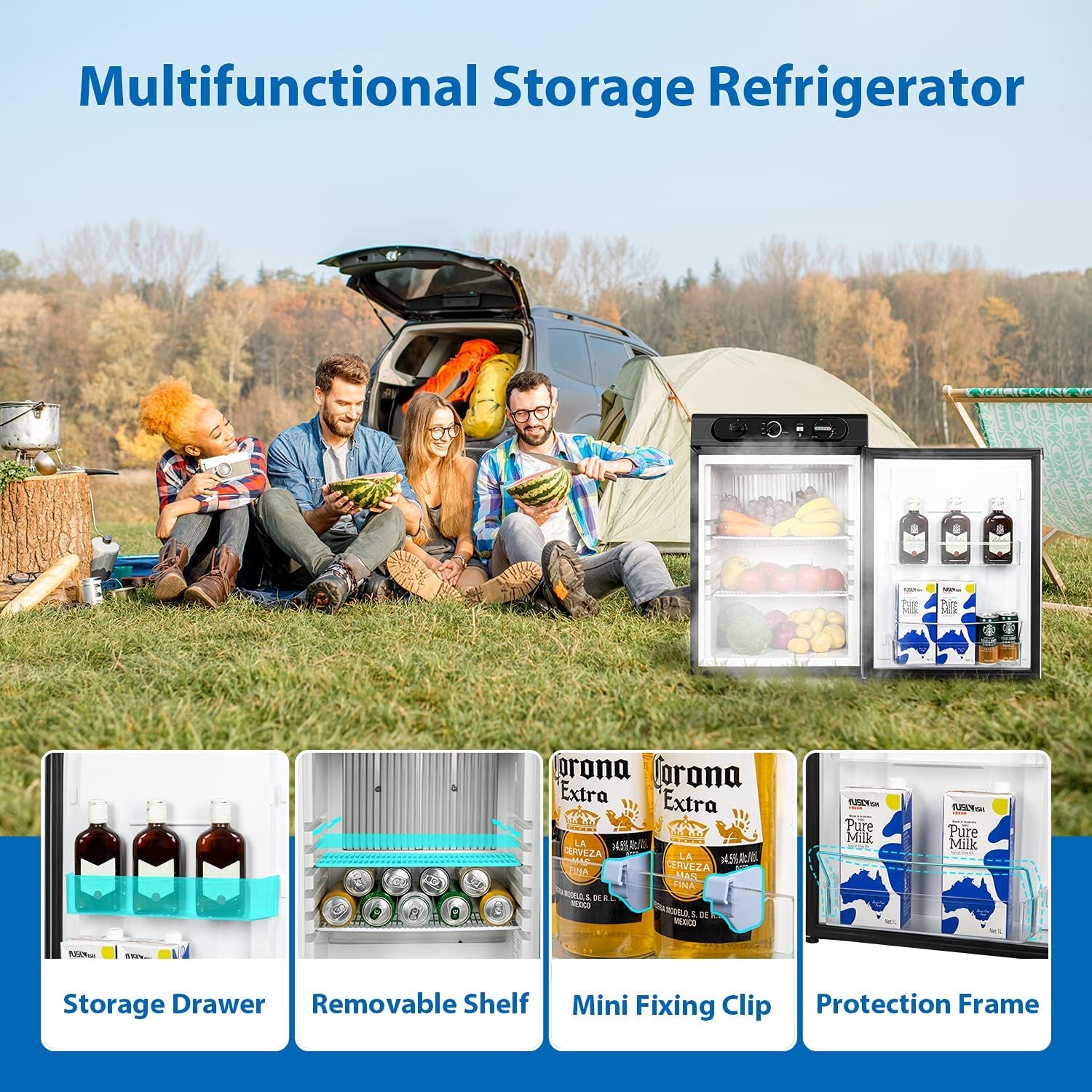 Propane Refrigerator 3 Way Camper Fridge 2.1 Cu.Ft RV Off-Grid Black k7