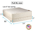 Dream Sleep Grandeur Deluxe Full XL Size Mattress and Low 5" Height Box Spring Set - Fully Assembled, Good for your back, Luxury Height, Longlasting and 2-Sided
