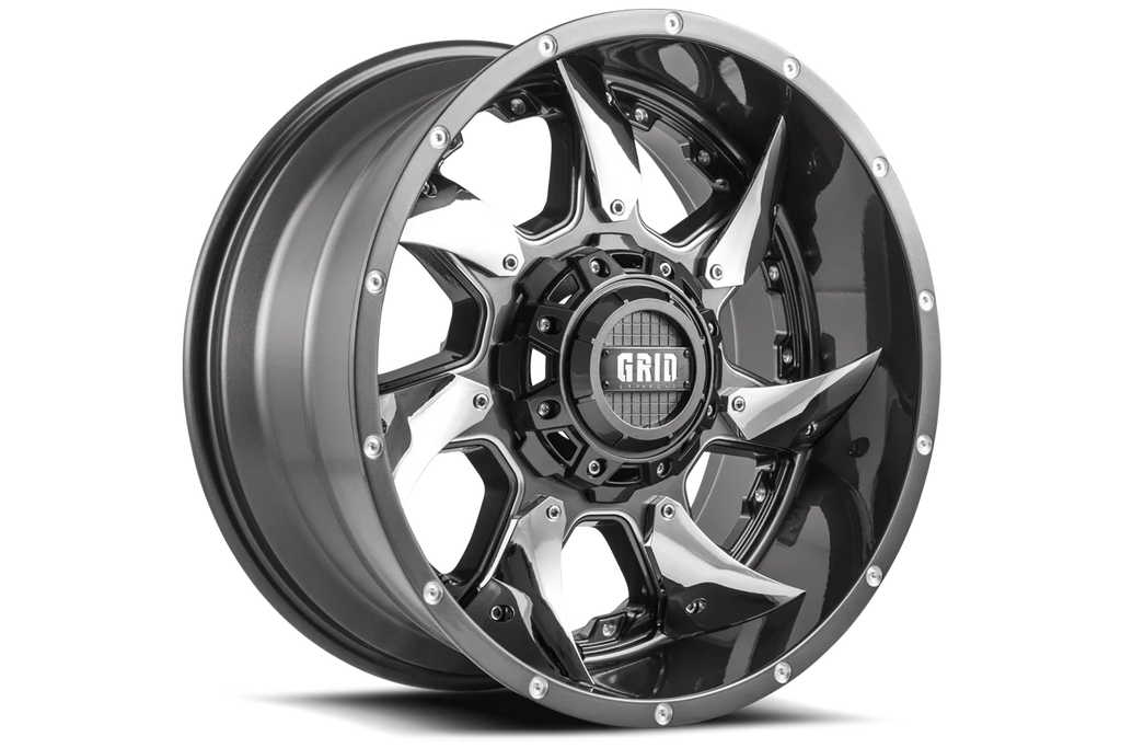 Grid Custom Wheel for 17x9 Inch Gloss Graphite Milled w/ Chrome 1179655G18