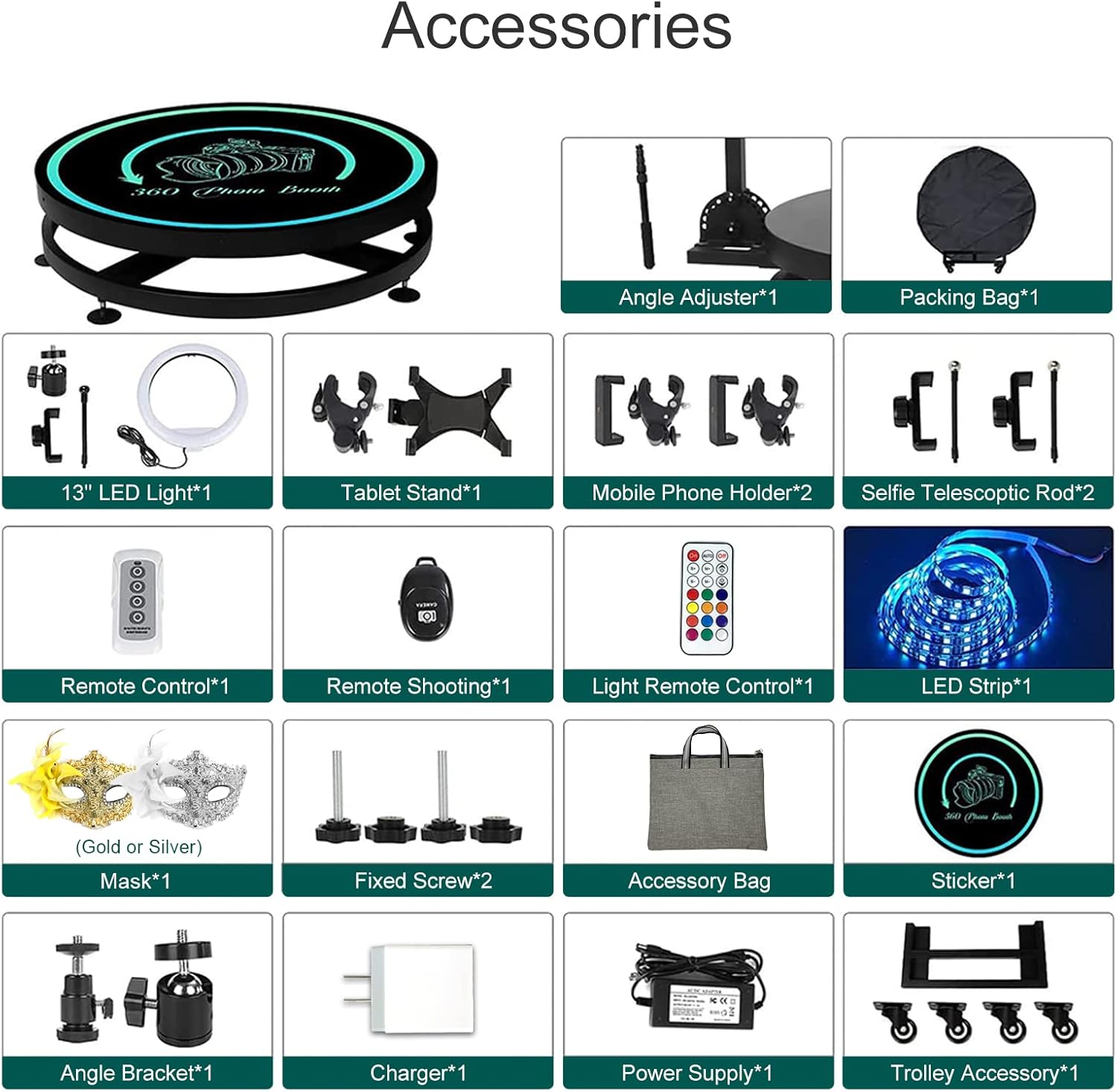 360 Photo Booth Machine for Parties with Ring Light A7
