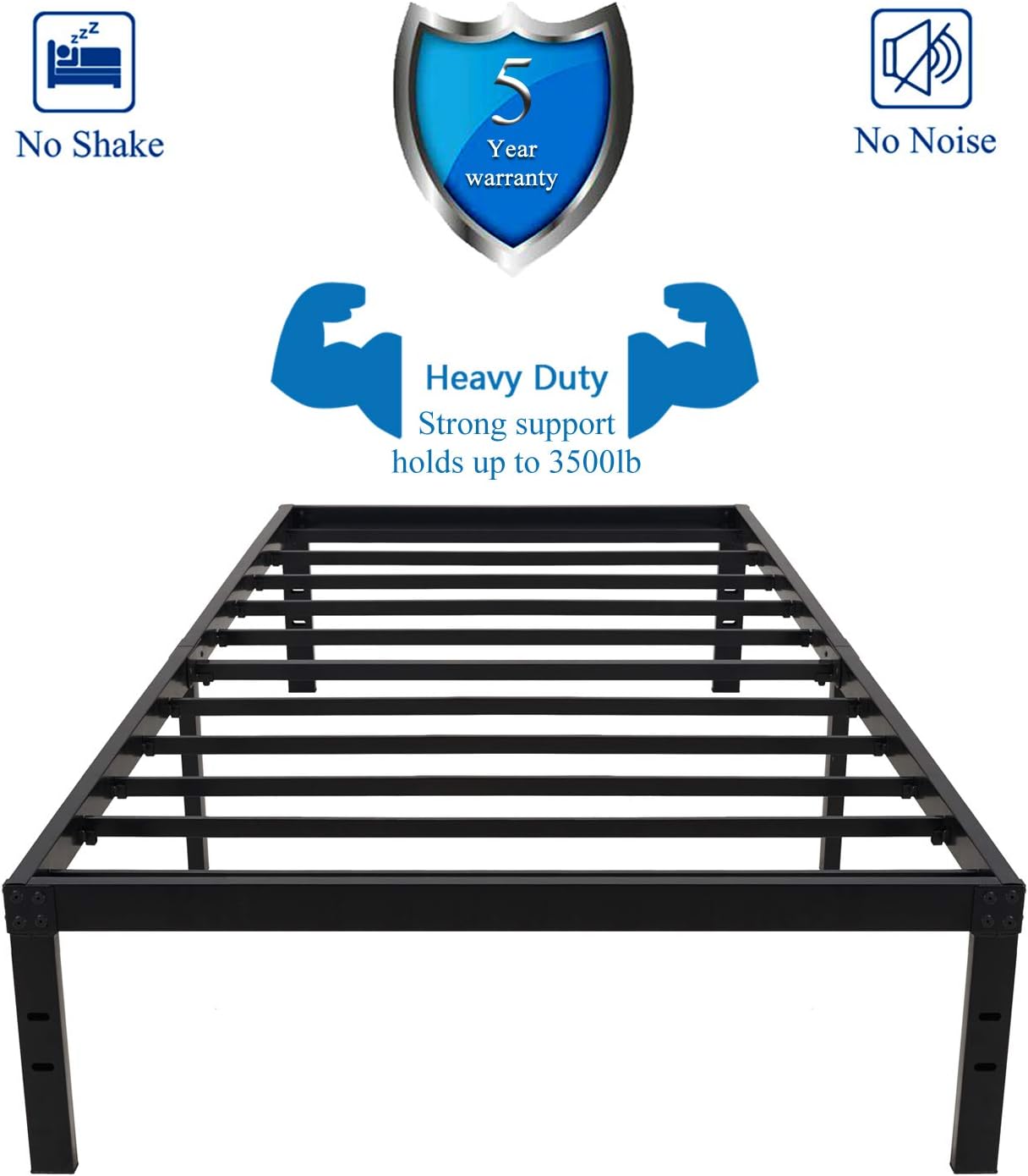 Metal Platform Bed Frame with Steel Slat Support k7m