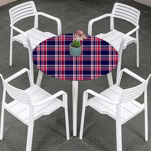 Multicolor Tartan Fitted Round Tablecloth 45-50 Inch A7