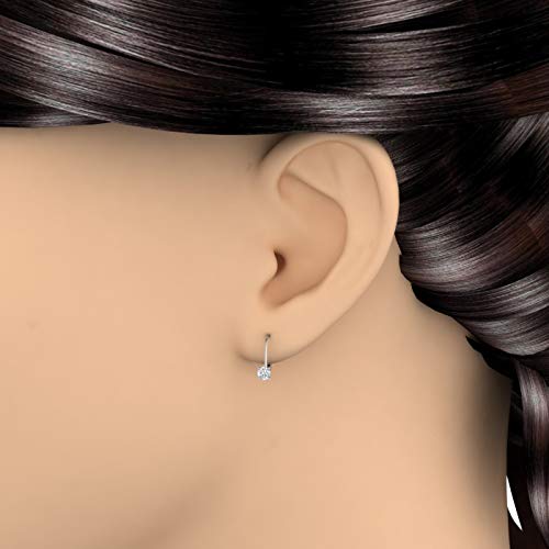 Diamond Leverback Drop Earrings 10K Gold IGI Certified a7