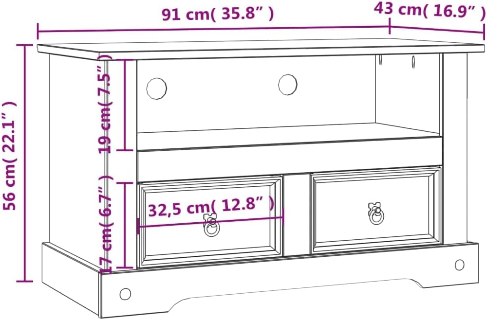 TV Stand Retro Low Console for Living Room Entryway A7