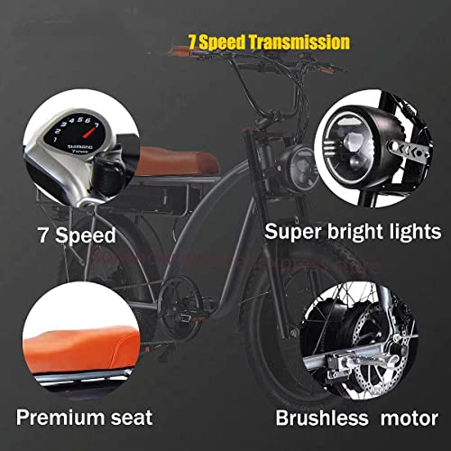 Dual Motor 2000W Retro Electric Bicycle 7-Speed 48V 18Ah k7