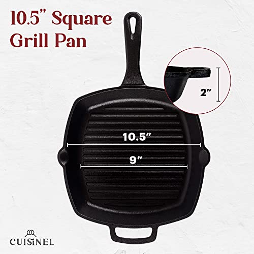 Cast Iron Square Grill Pan with Glass Lid 10.5 Inch K7m