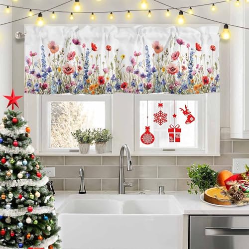 Floral Window Valance Rod Pocket 42x12 Inch a7
